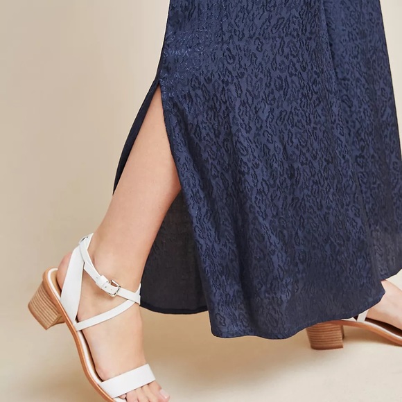 Anthropologie Maeve Jacqueline Jacquard Navy Blue Jumpsuit - Picture 10 of 10